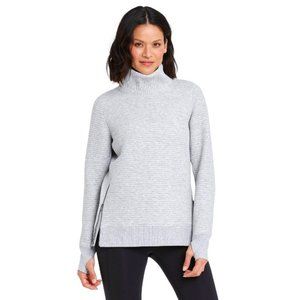 Gray Quilted Pullover Sweatwith Funnel Neck Collar